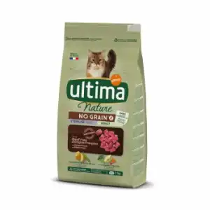 Pienso de buey para gatos esterilizados adultos Ultima 1,10 kg.