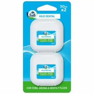 Hilo dental Carrefour Soft pack de 2 unidades de 50 m.