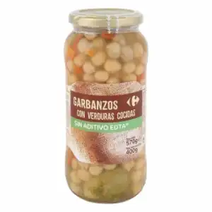 Garbanzos con verduras cocidas Carrefour 400 g.