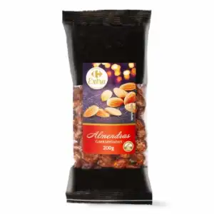 Almendra garrapiñada Extra Carrefour sin gluten 200 g.