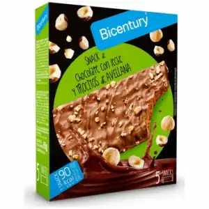 Barritas de chocolate con leche y trocitos de avellana Bicentury 90 g.