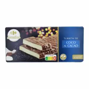 Turrón praliné de coco al cacao Carrefour Sensation sin gluten 200 g