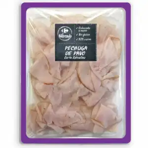 Pechuga de Pavo en lonchas extrafina Carrefour El Mercado sin gluten 100 g