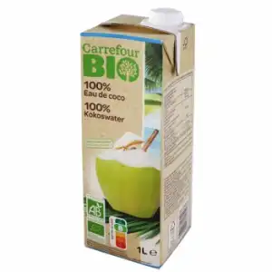 Agua de coco 100% natural ecológico Carrefour Bio brik 1 l.