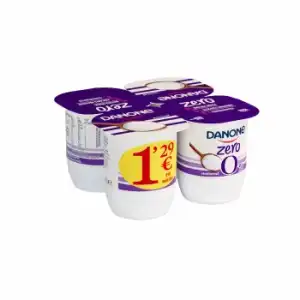 Leche fermentada natural desnatada Danone pack de 4 unidades de 120 g.