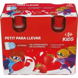 Petit de fresa Carrefour Kids en bolsitas pack de 4 unidades de 90 g.