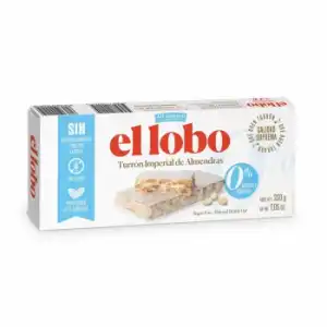 Turrón imperial de almendra El Lobo sin gluten y sin azúcar añadido 200 g.