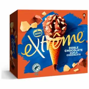 Conos con helado de tres chocolates Extreme Nestlé 6 ud.