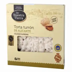 Torta turrón de Alicante De Nuestra Tierra sin gluten 200 g.