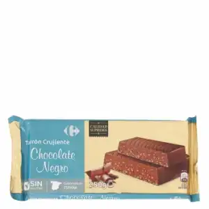 Turrón crujiente de chocolate Carrefour sin gluten 250 g.