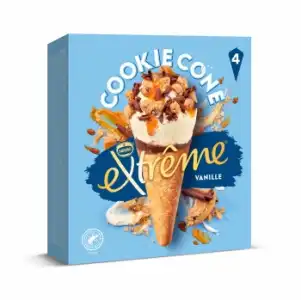 Conos con helado de vainilla y cookie Nestlé Extrême 4 ud.