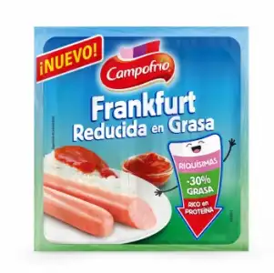 Salchichas cocidas de pollo estilo Frankfurt sabor ahumado Campofrío sin gluten y sin lactosa 140 g.