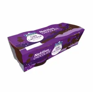 Natillas de chocolate Kaiku sin gluten sin lactosa pack de 2 unidades de 125 g.