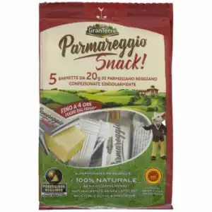 Queso Parmigiano Reggiano DOP Curado en porciones GranTerre sin lactosa pack de 5 unidades de 20 g.