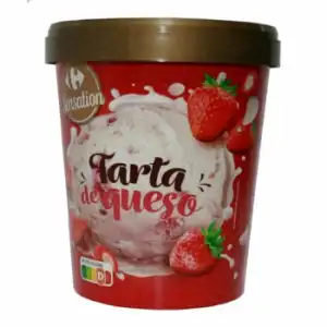 Helado de tarta de queso con fresa Sensation Carrefour 300 g.