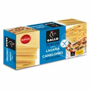 Placas para lasaña y canelones Gallo sin gluten 250 g.