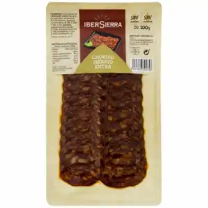 Chorizo Ibérico extra en lonchas IberSierra sin gluten y sin lactosa 100 g