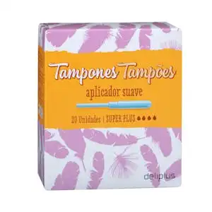 Tampones súper plus Deliplus con aplicador suave Caja 1 ud