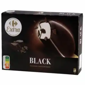 Bombón helado sabor nata y chocolate negro Black Carrefour 4 ud.