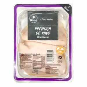 Pechuga de Pavo braseado en finas lonchas Carrefour El Mercado sin gluten 200 g