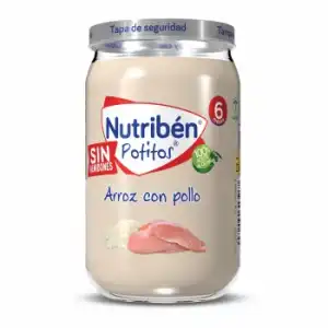 Tarrito de pollo con arroz desde 6 meses Nutribén Potitos sin gluten 235 g.