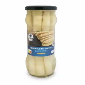 Espárragos blancos de Navarra grueso Extra Carrefour 325 g.