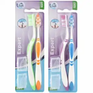 Cepillo de dientes suave cerdas cruzadas Carrefour Soft 2 ud.