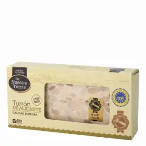 Turrón de Alicante De Nuestra Tierra sin gluten 250 g.