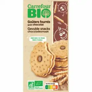 Galletas rellenas de chocolate ecológicas Carrefour Bio 260 g.