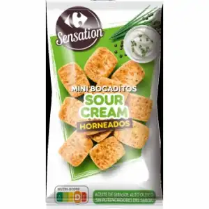 Mini bocaditos de pan sour cream Sensation Carrefour 100 g.