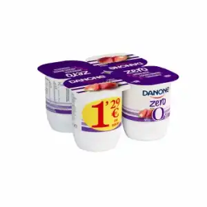 Yogur desnatado aromatizado con sabor a fresa Danone pack de 4 unidades de 120 g.