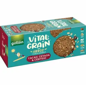 Galletas con arroz y cereales integrales al cacao Vitalgrain Gullón 250 g.