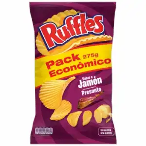 Patatas fritas con sabor a jamón Ruffles sin gluten 275 g.